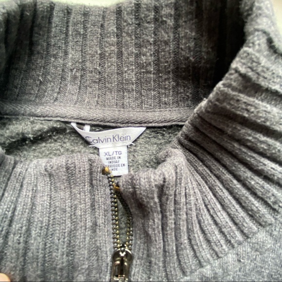 Calvin Klein Pullover High Collar 1/4 zip Grey Sweater Size xL - Picture 3 of 5